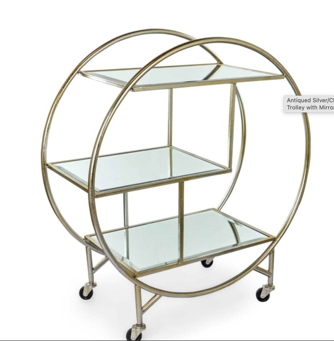 Appian Round gold leaf Drinks Trolley with  shelf Last 1