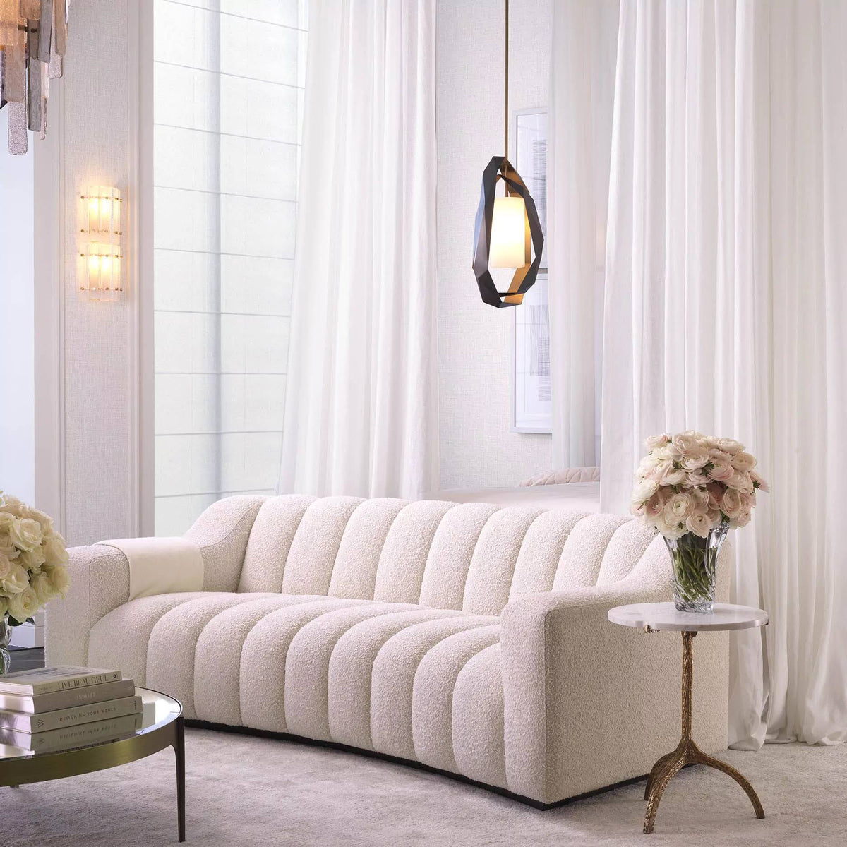 Sofa Kelly S in cream boucle by Eichholtz