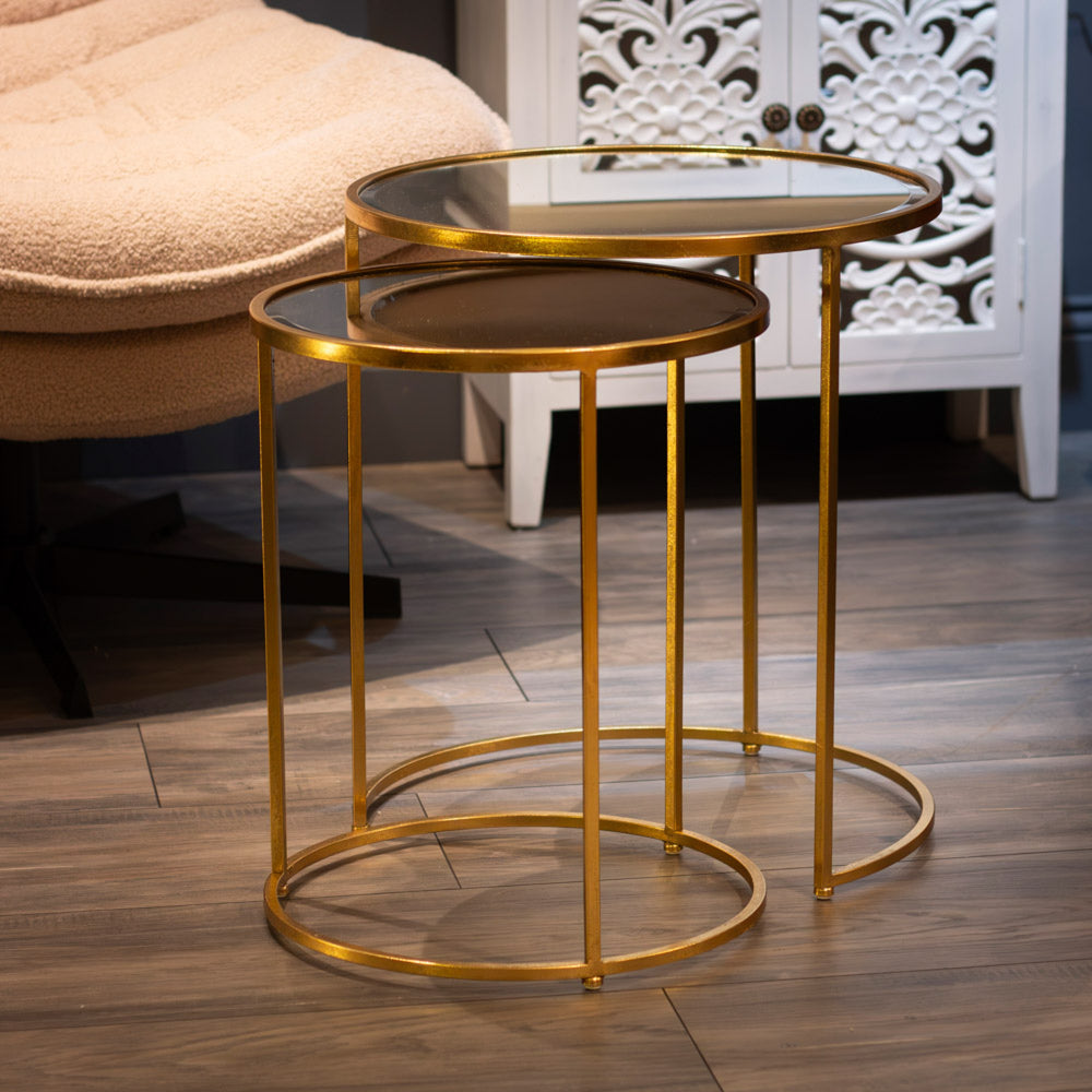 Avery Set of  gold side  tables limited stock. NETT.
