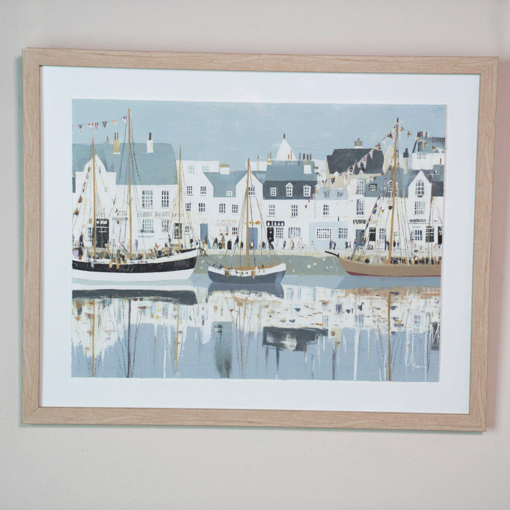 Framed print harbour life/dockside by tara