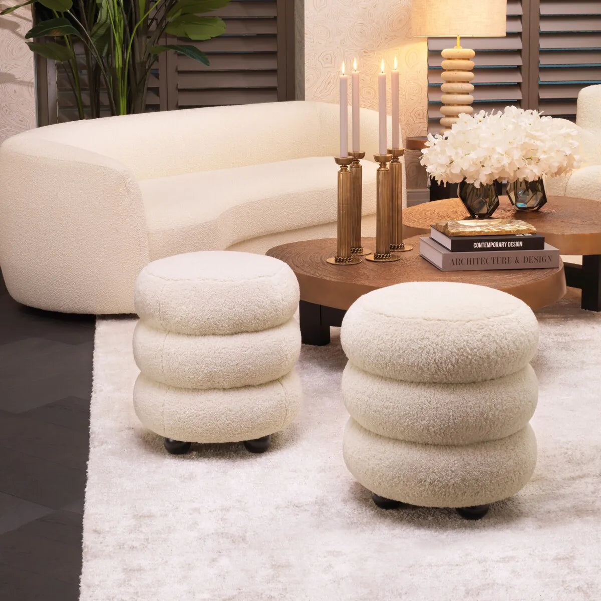 Tulum stool in Brisbane cream by Eichholtz save 40%