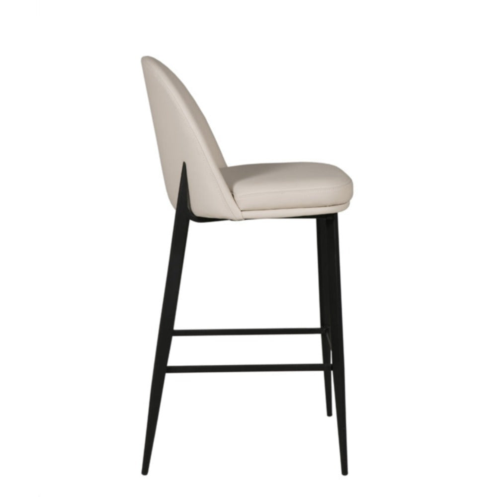 Valentia LOW Bar Stool Taupe Cream faux leather set of 3 reduced
