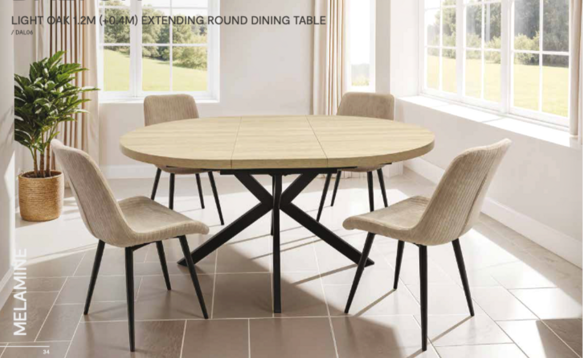 Walton extendable dining table in light oak