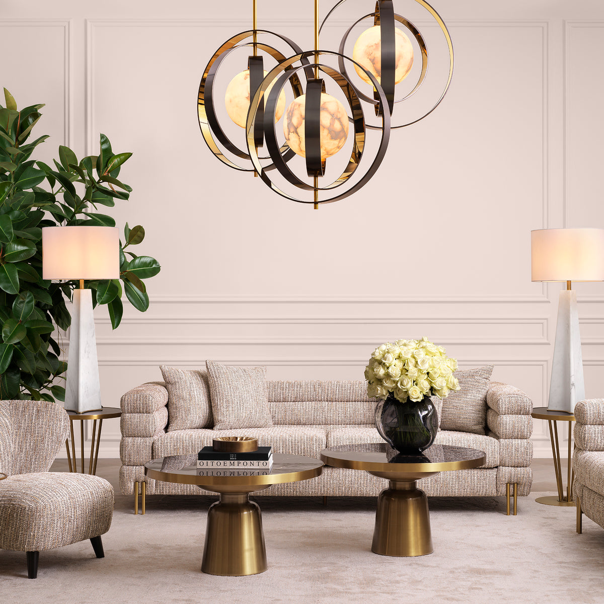 York Sofa with gold accents by Eichholtz