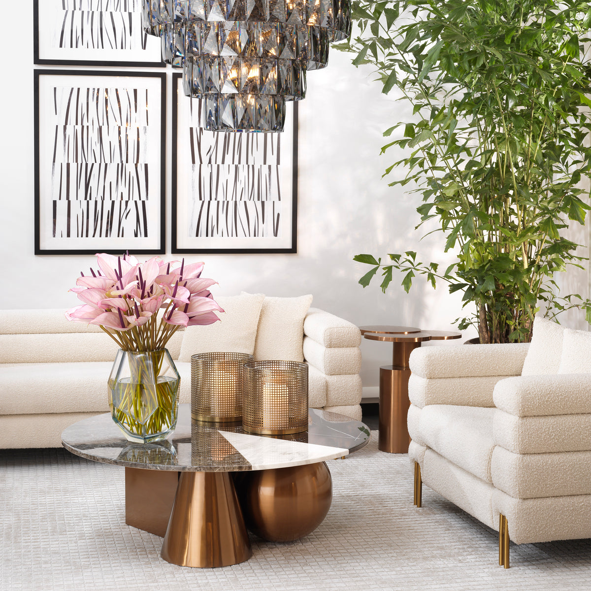 York Sofa with gold accents by Eichholtz