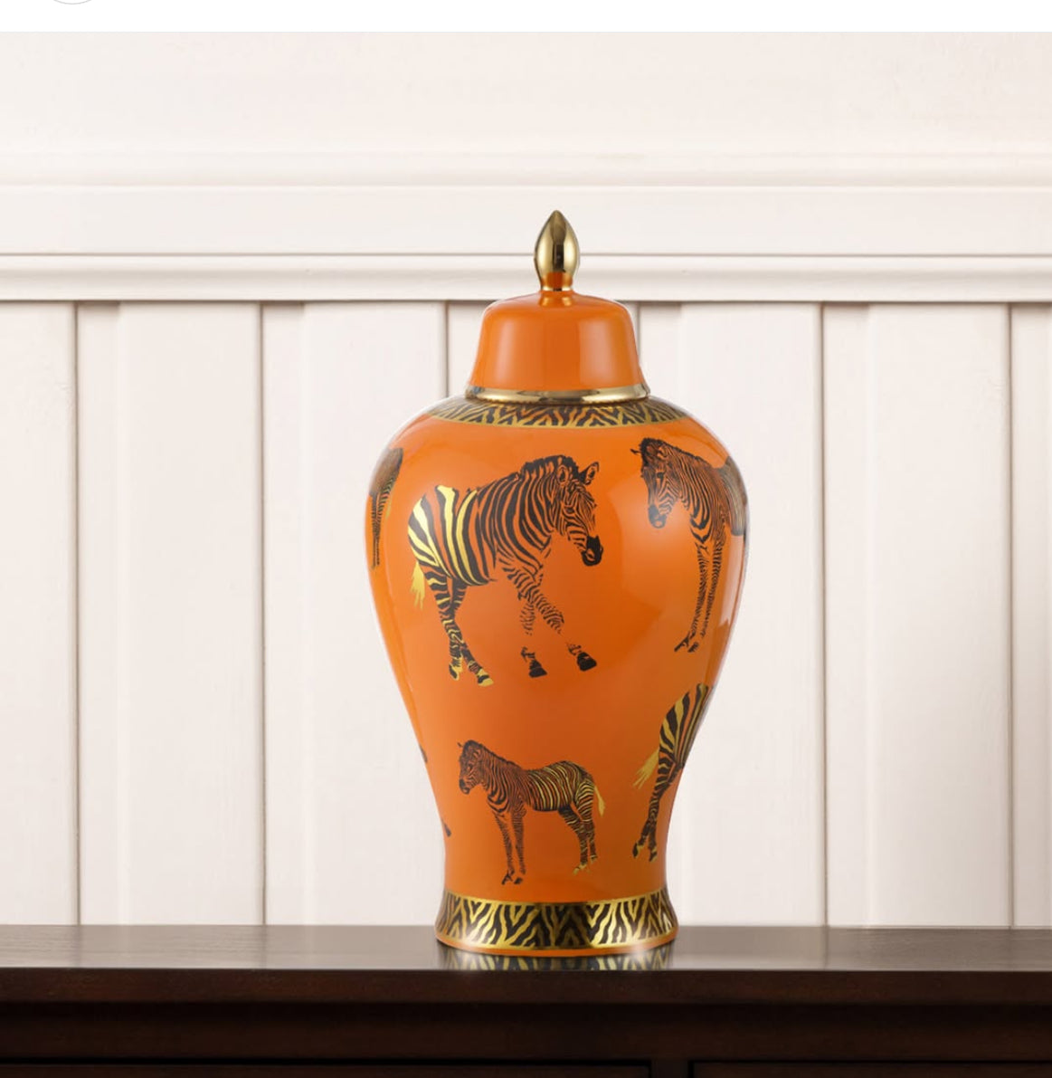 Zebra print ceramic ginger jar 25 cm
