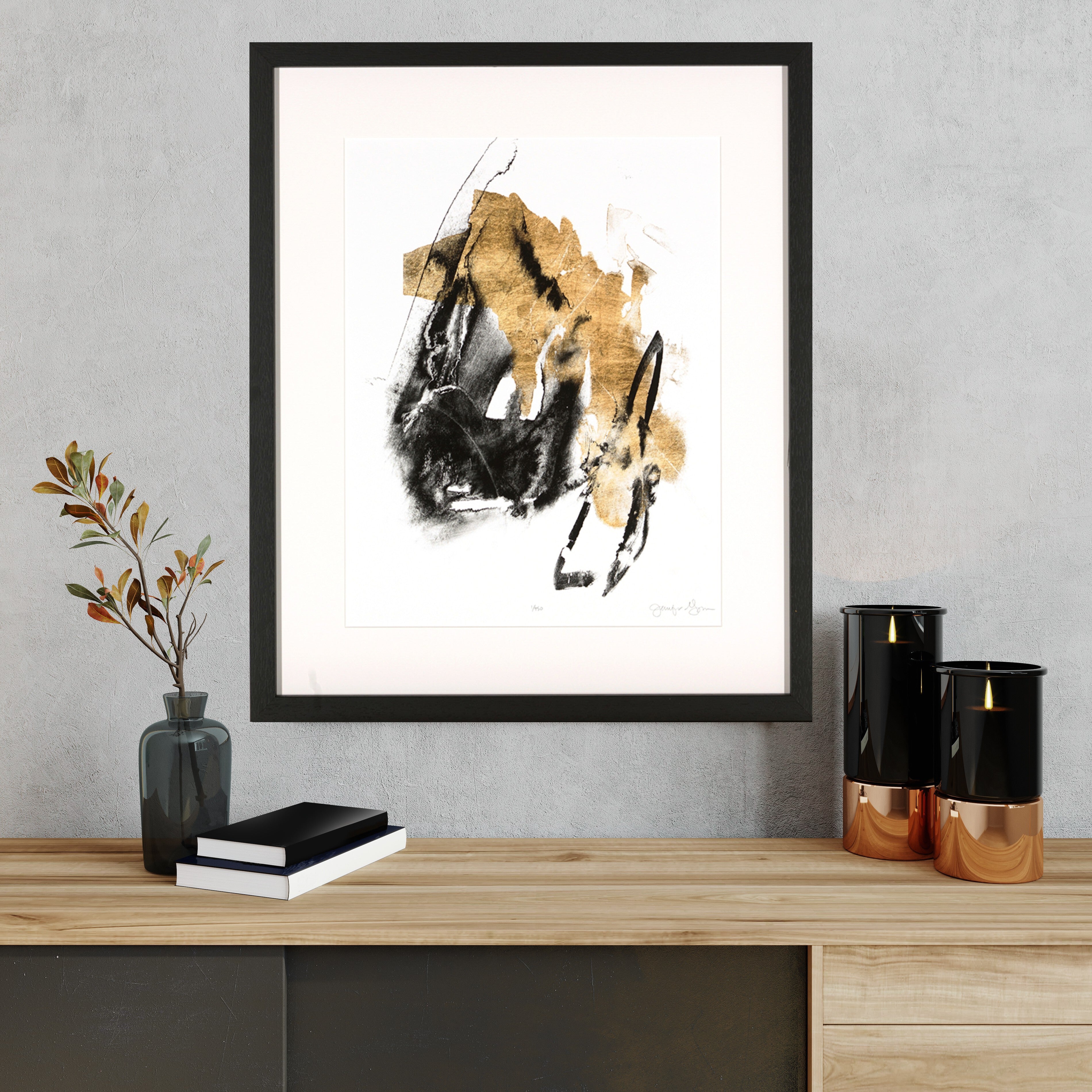 Ablo Contemporary Exclusive Wall Art Splash black Gold 111-Renaissance Design Studio