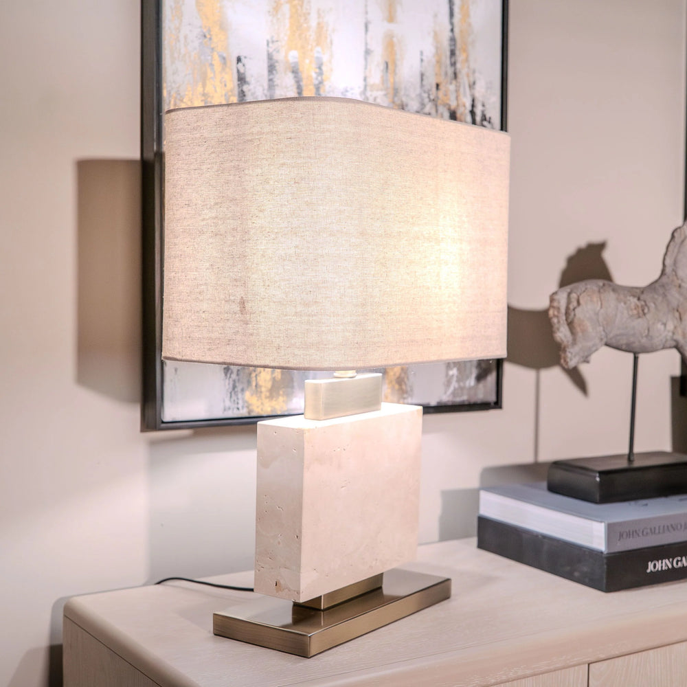 Adam cream marble Table Lamp w shade reduced