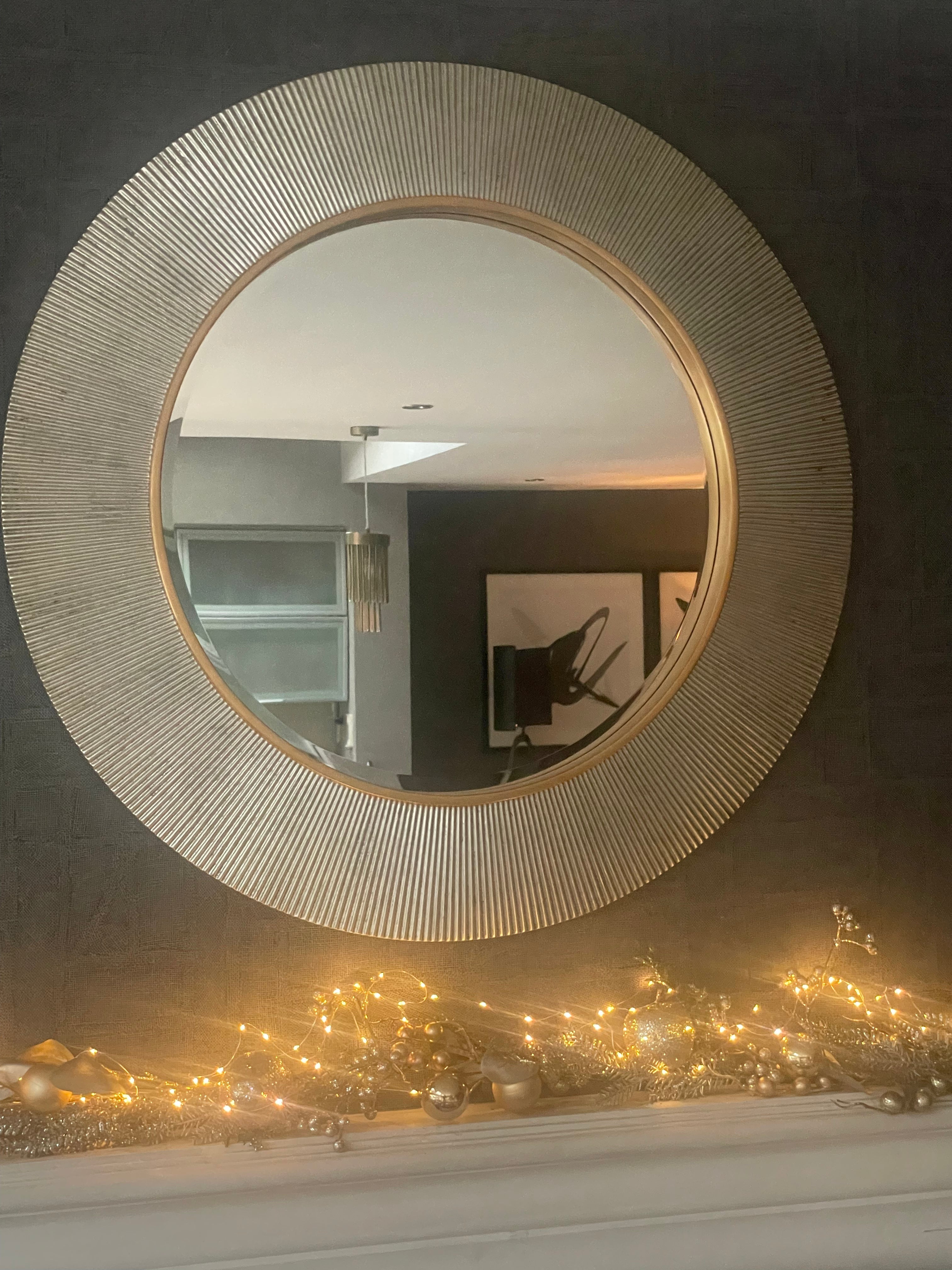 Advin Silver and gold designer Round Mirror by RV ASTLEY 90cm reduced-Renaissance Design Studio