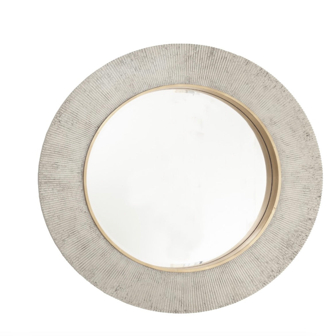 Advin Silver and gold designer Round Mirror by RV ASTLEY 90cm reduced-Renaissance Design Studio
