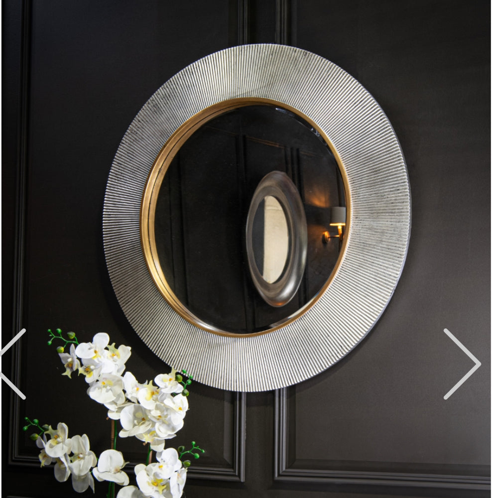 Advin  Silver and gold  Round Mirror by RV ASTLEY 90cm reduced last one