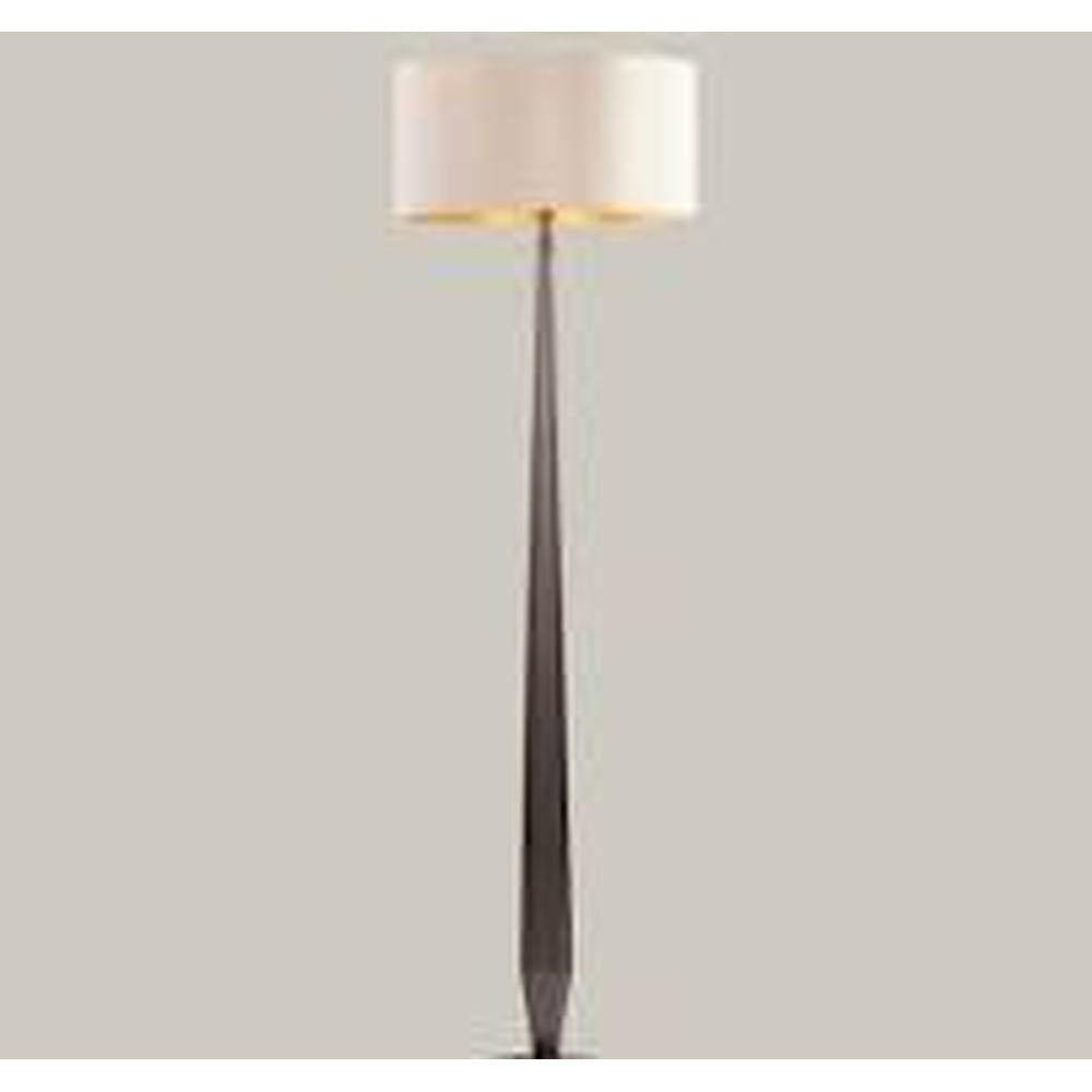 Aisone floor lamp with a dark brass tapered base and a cream drum shade.