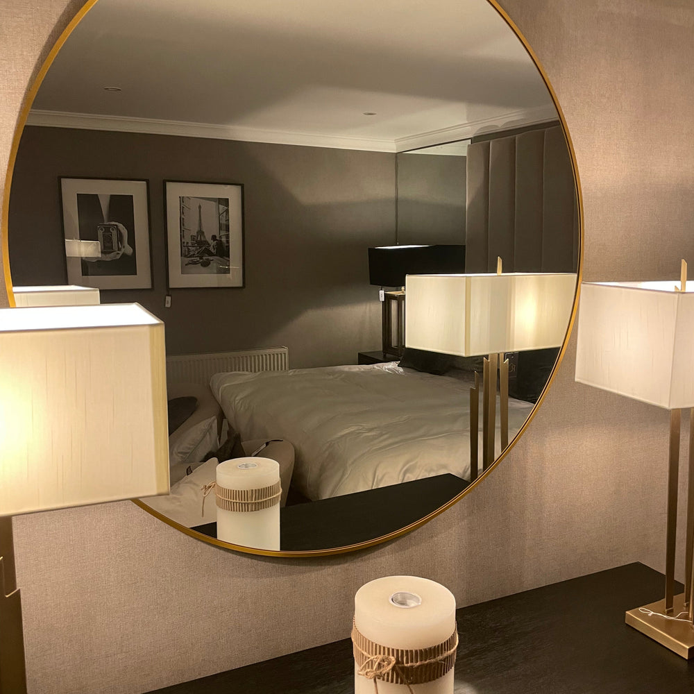 Alex  round large Circle mirrors in gold extra large 120 cm