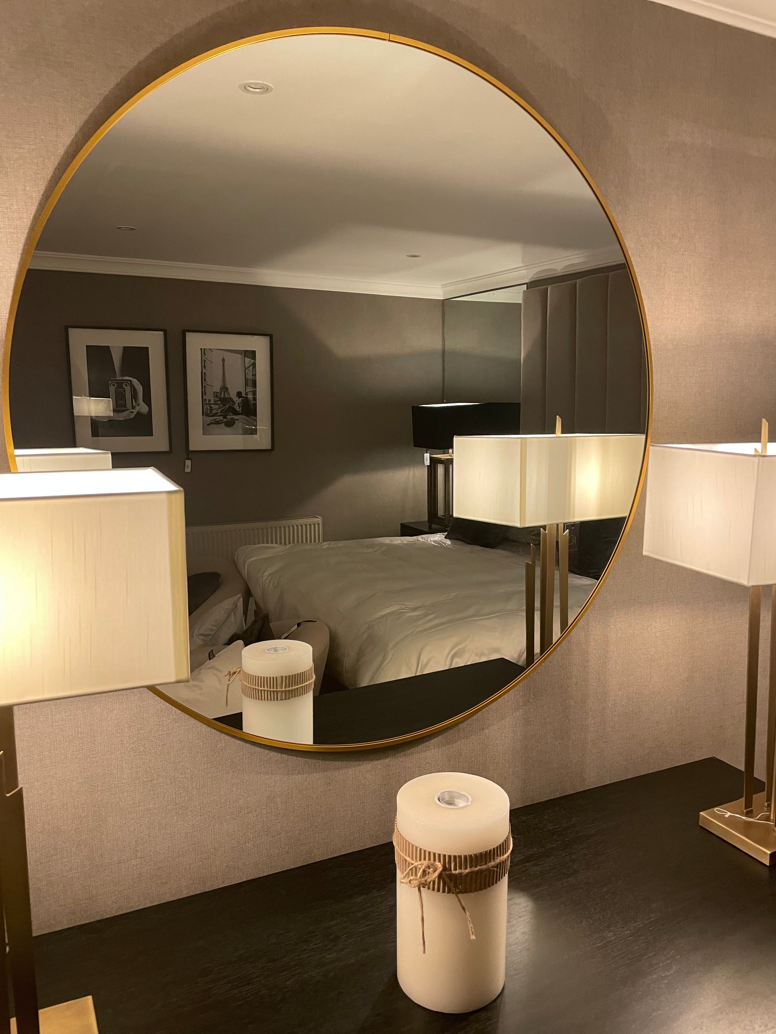 Alex Round Large Circle Mirrors In Gold Extra Large 120 cm-Renaissance Design Studio