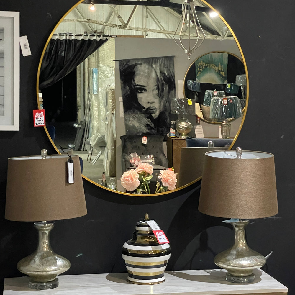 Alex  round large Circle mirrors in gold extra large 120 cm
