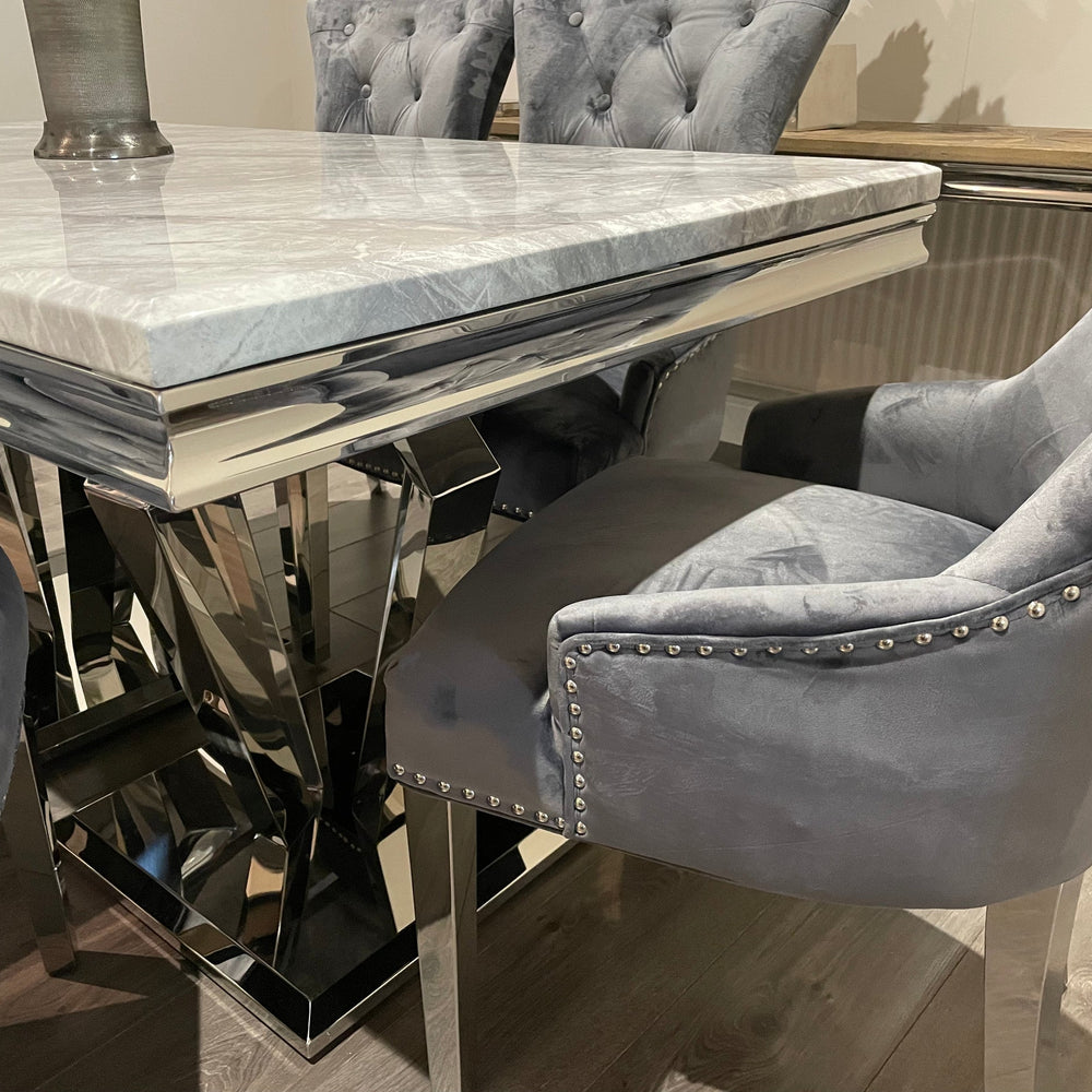 Alexandria grey marble table in 160 cm on clearance offer