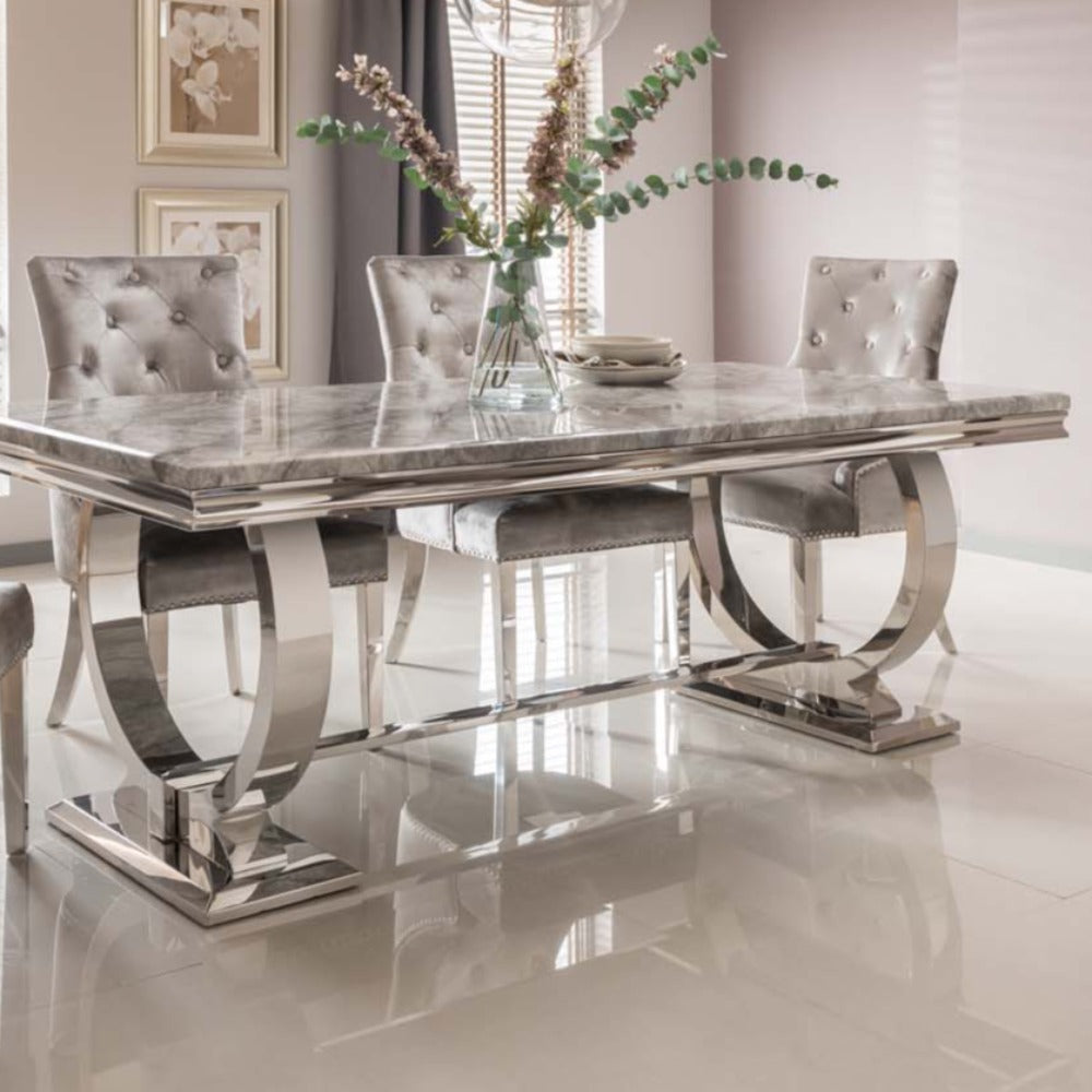 Alexandria grey marble table last one on clearance offer 180cm ex display