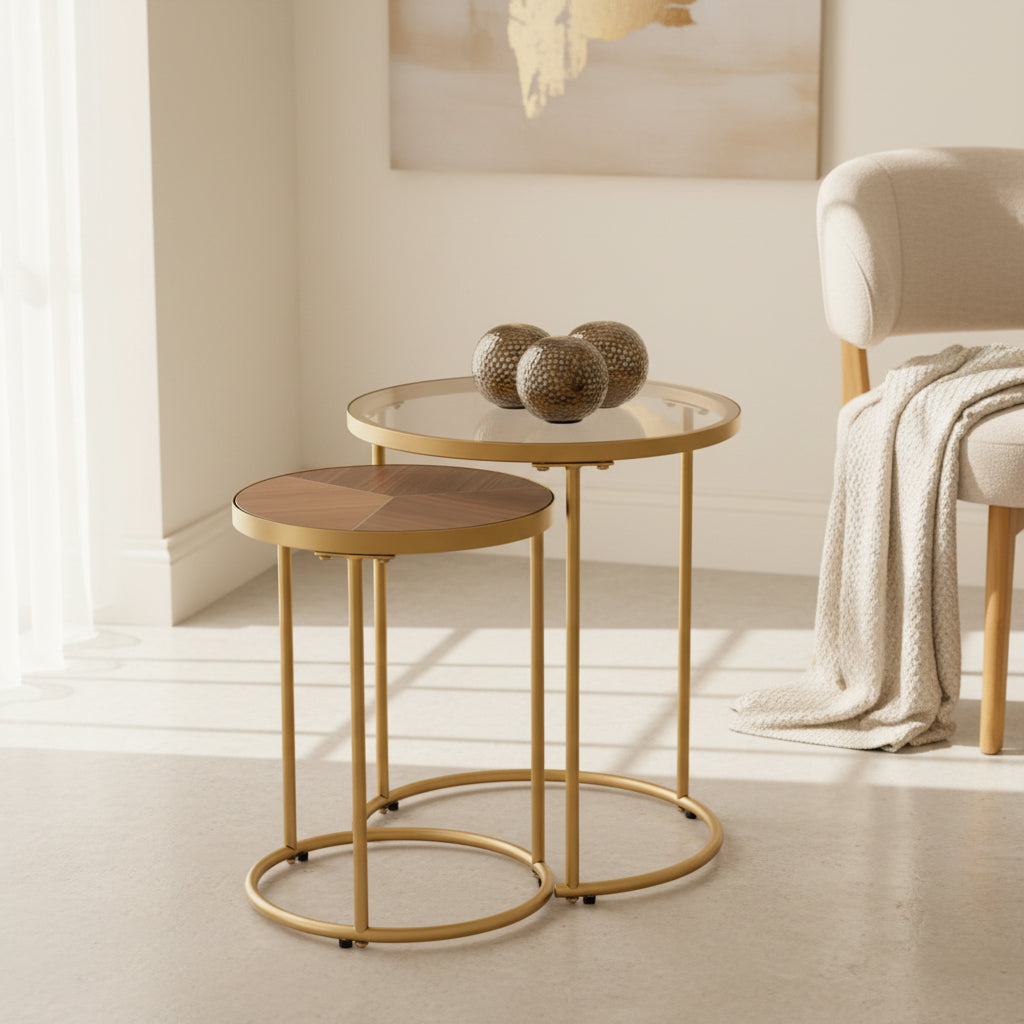 Alicia Set Of Gold Side Tables-Renaissance Design Studio