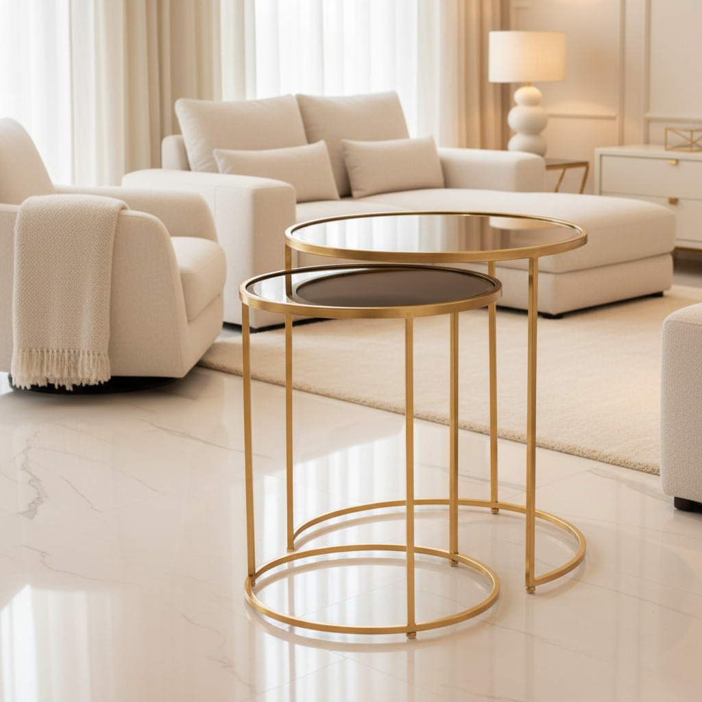 Alicia V1 Set Of 2 Gold Side Tables collect or pay postage-side table-Renaissance Design Studio