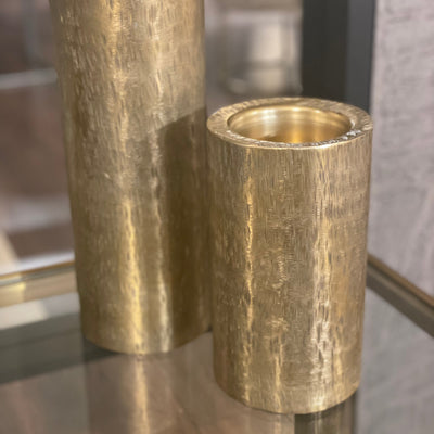 Alin Candle holder in brushed gold   Small or Large .Reduced