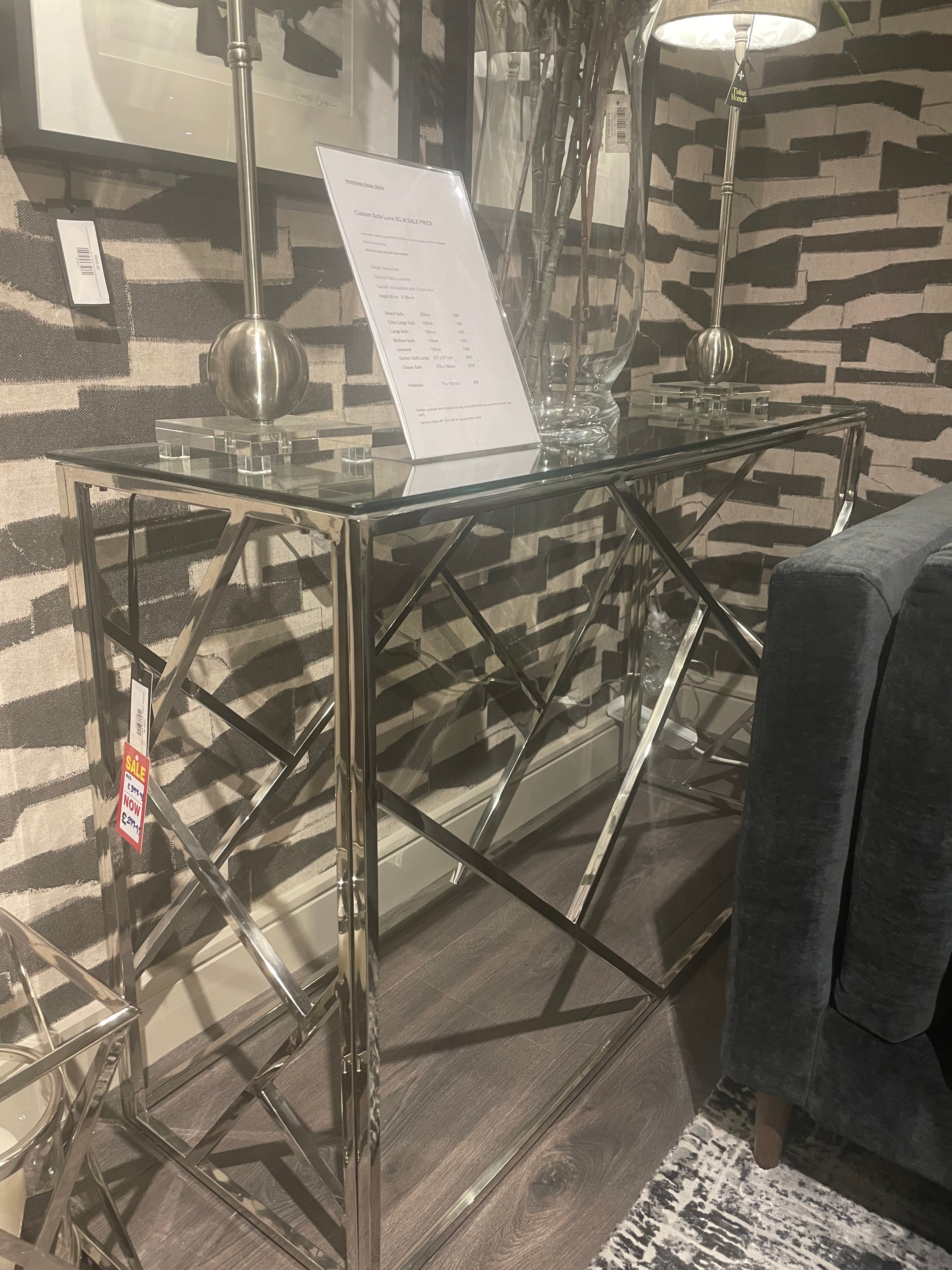 Allure Console Table In Chrome-Renaissance Design Studio