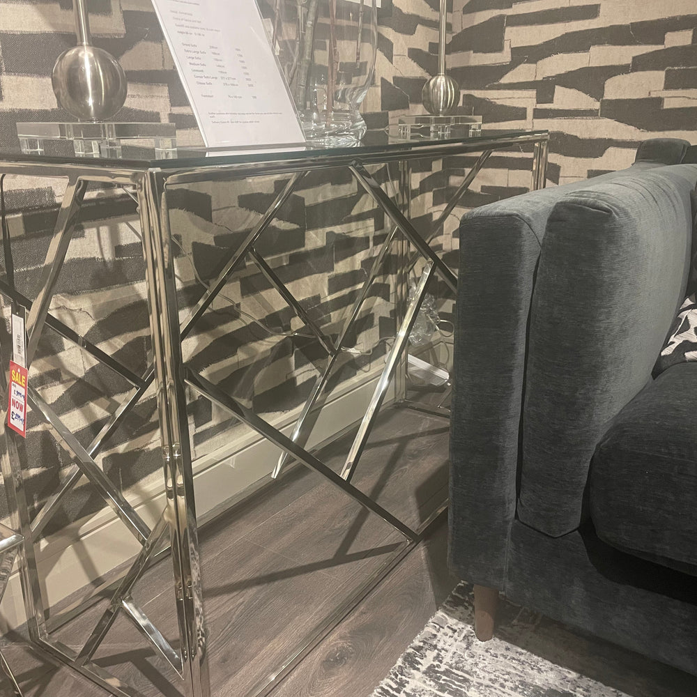 Allure    console table in silver chrome REDUCED
