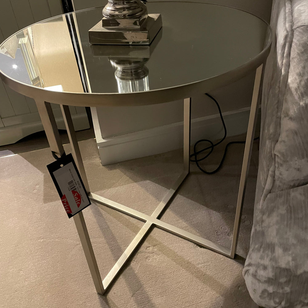 Torrance  silver large  round side table . One only sold as seen