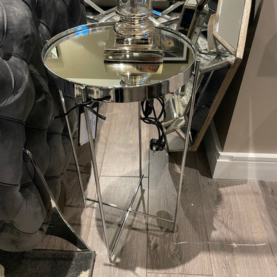 allure silver  round side table reduced,