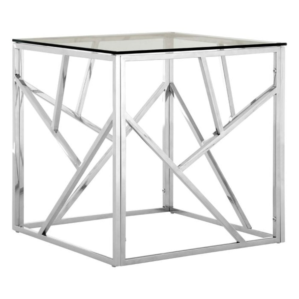 Ally Stainless Steel Geometric End Table-side table-Renaissance Design Studio