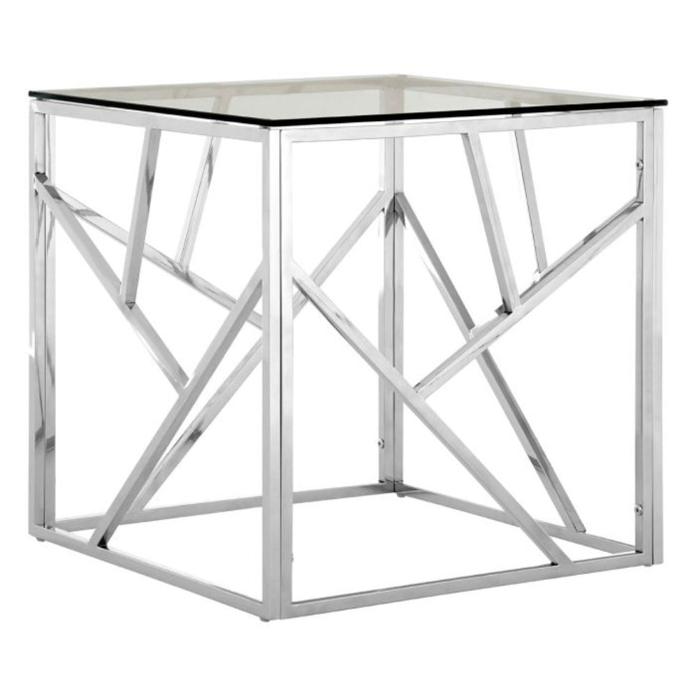 Ally Stainless Steel Geometric End Table-Renaissance Design Studio