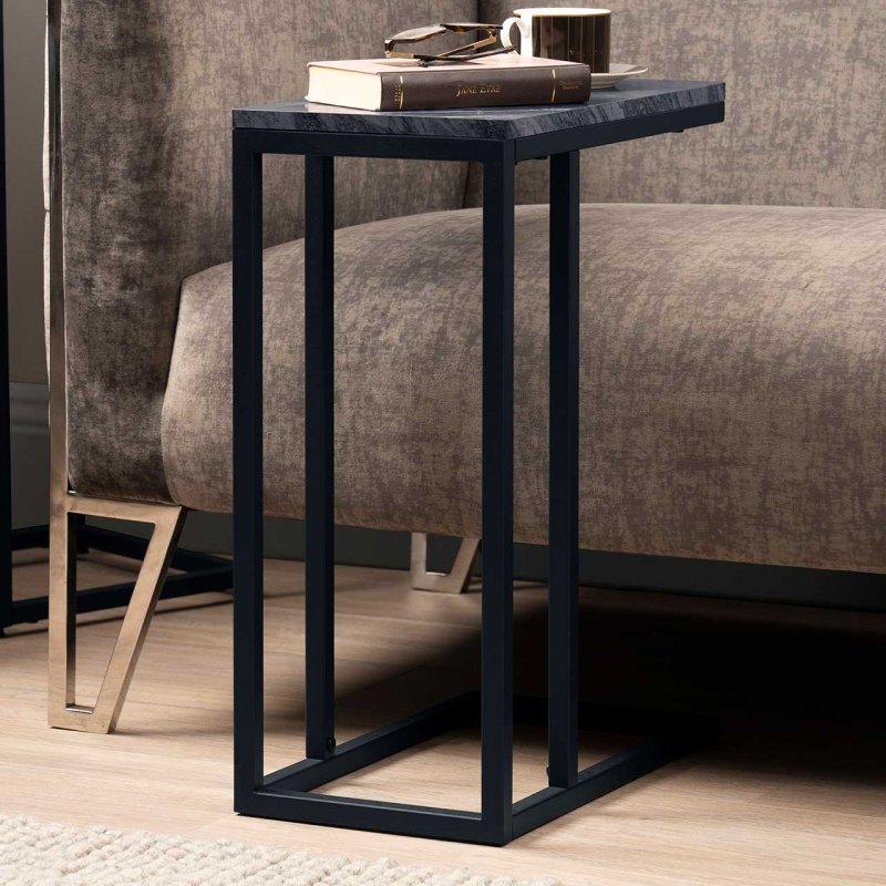 Alora Black metal sofa table in carton. reduced