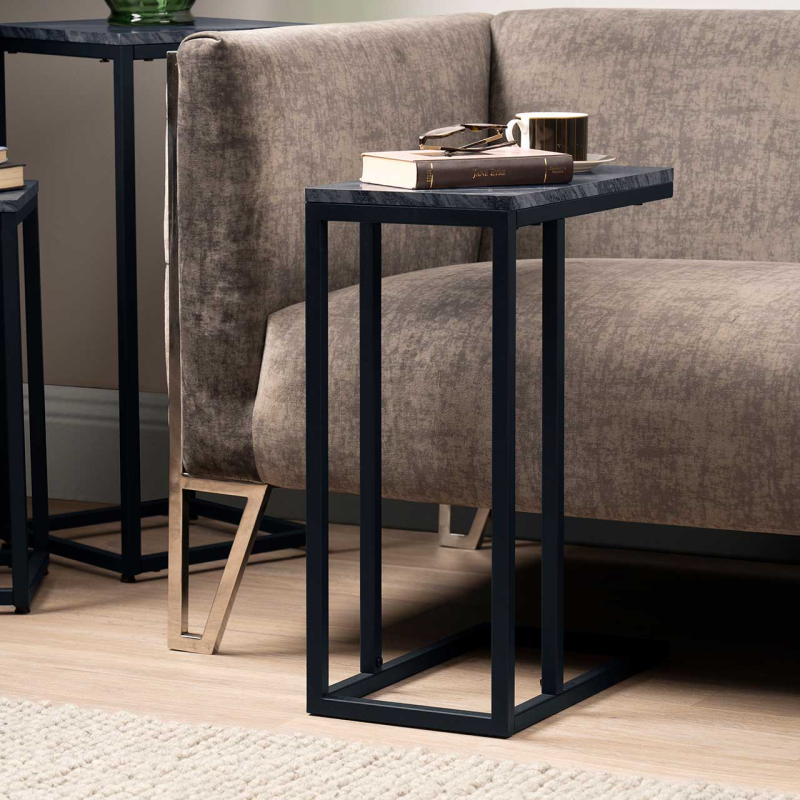 Alora Black metal sofa table in carton. reduced