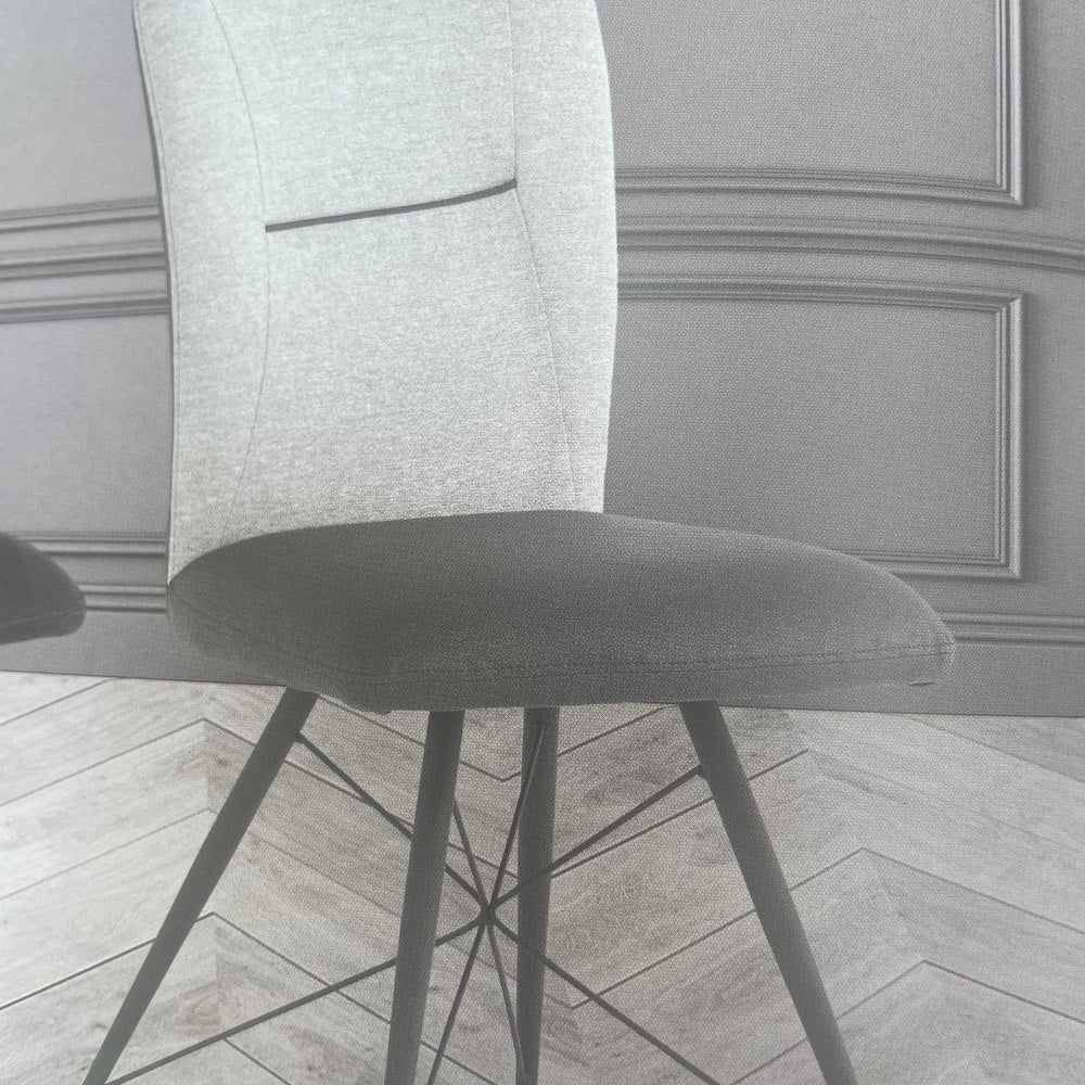 AMALFI  Fabric AND PU  dining chair with dark metal legs Special Purchase