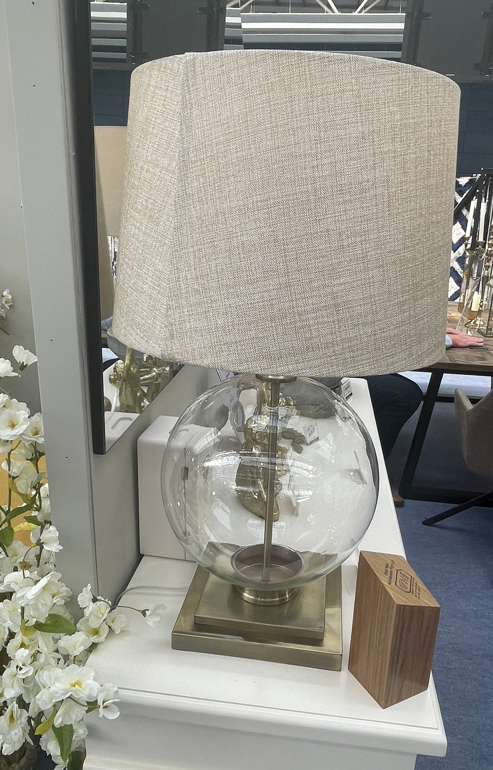 Amelia table lamp brass and glass-Renaissance Design Studio