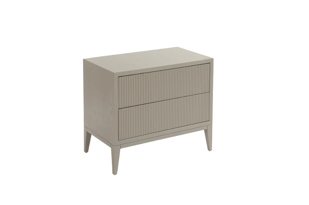 Amur wide grey bedside cabinet reduced-Renaissance Design Studio