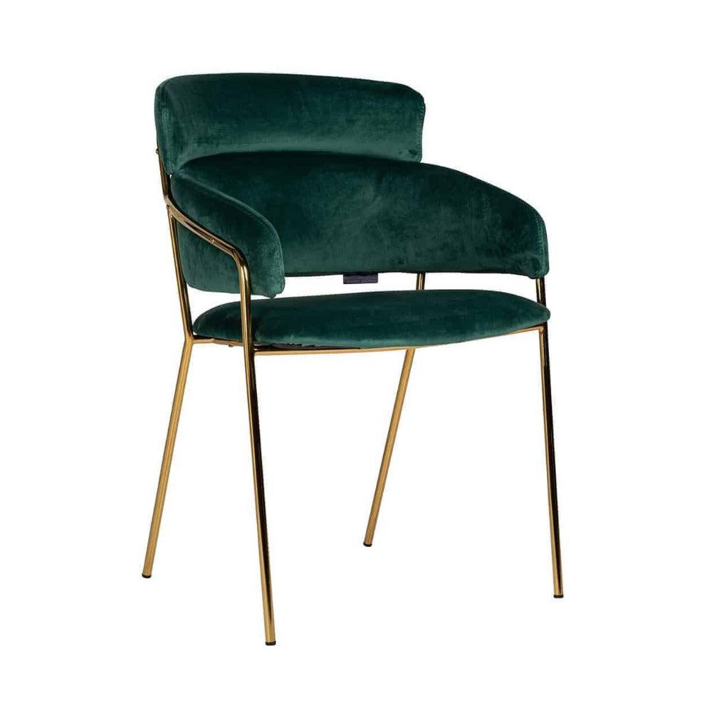Angelica velvet and gold luxury dining chair in Stone or Green