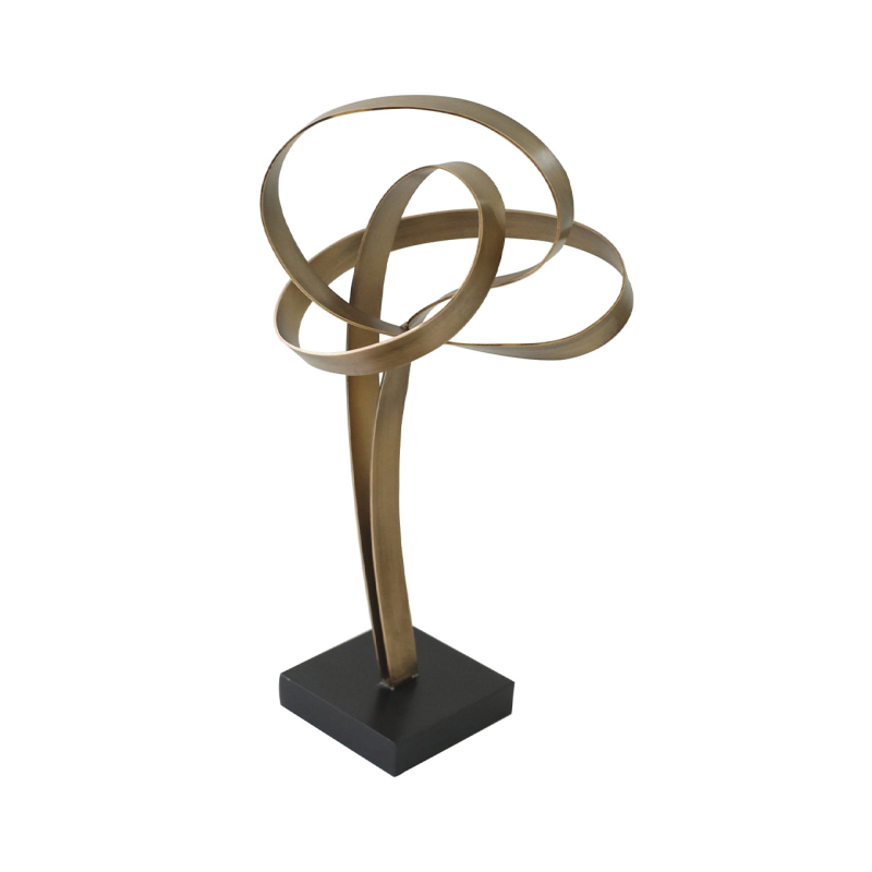Antique Gold Abstract Sculpture on Black Stand