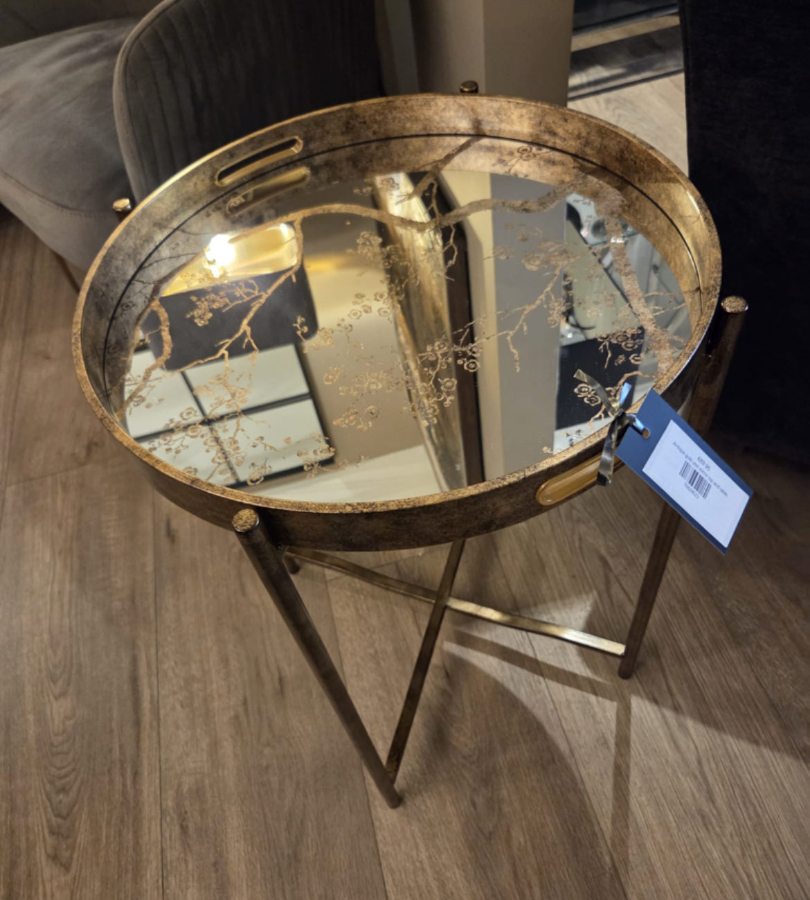Antique gold and mirror top side table. Super Value item-Renaissance Design Studio
