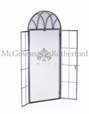 Antiqued Lead Gey Iron Tall Arch Window Distressed Finish Metal Mirror 180cm - Sale Price Save €100-Renaissance Design Studio