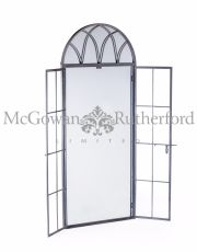 ANTIQUED LEAD GREY IRON  180 cm TALL ARCH WINDOW DISTRESSED FINISH METAL MIRROR save €100