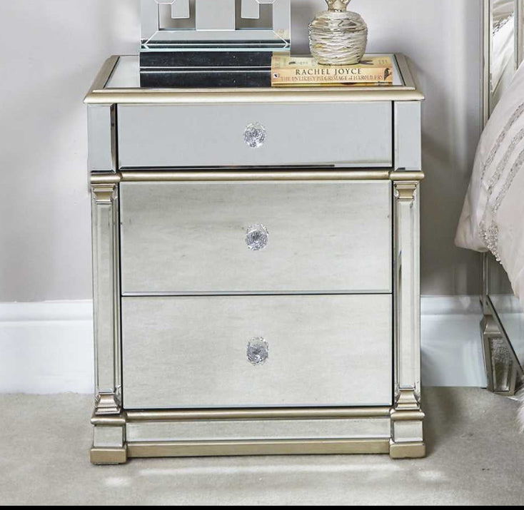 Appian Apollo Mirrored Bedside Cabinet-Renaissance Design Studio