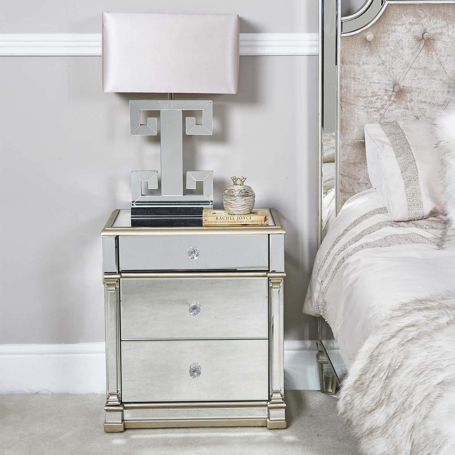 Appian Apollo Mirrored Bedside Cabinet-Renaissance Design Studio