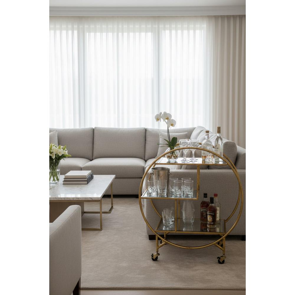 Appian Round gold leaf Drinks Trolley with shelf-Renaissance Design Studio