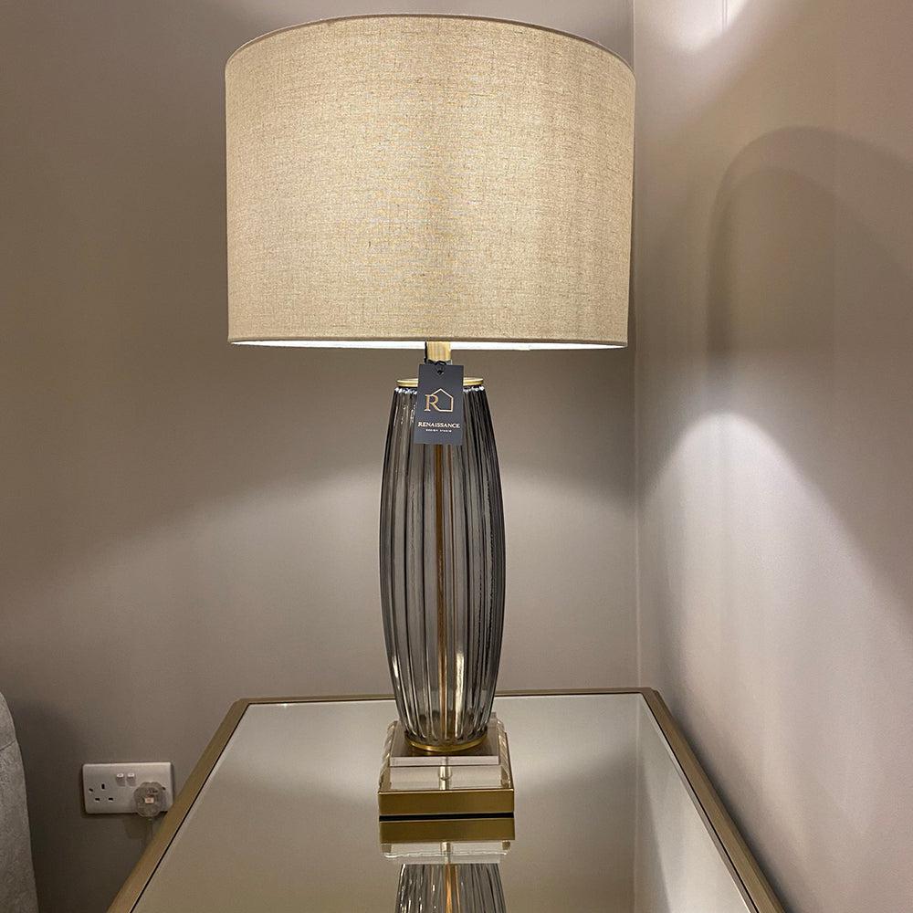 Appian Smoked glass Rib table Lamp clearance deal-Renaissance Design Studio