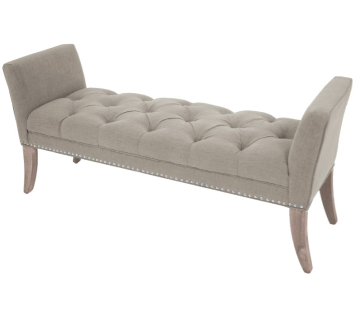 Appignano Bench Warm Grey Linen-Renaissance Design Studio