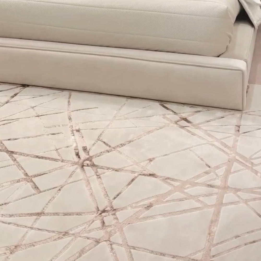 Aria Mica Cream Plus Gold Tones Rug-Renaissance Design Studio