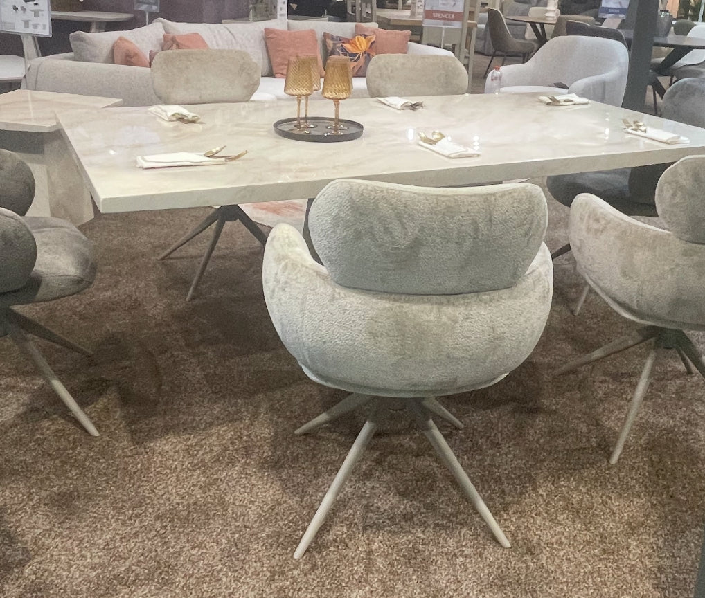 Arianna taupe marble style dining table-Renaissance Design Studio