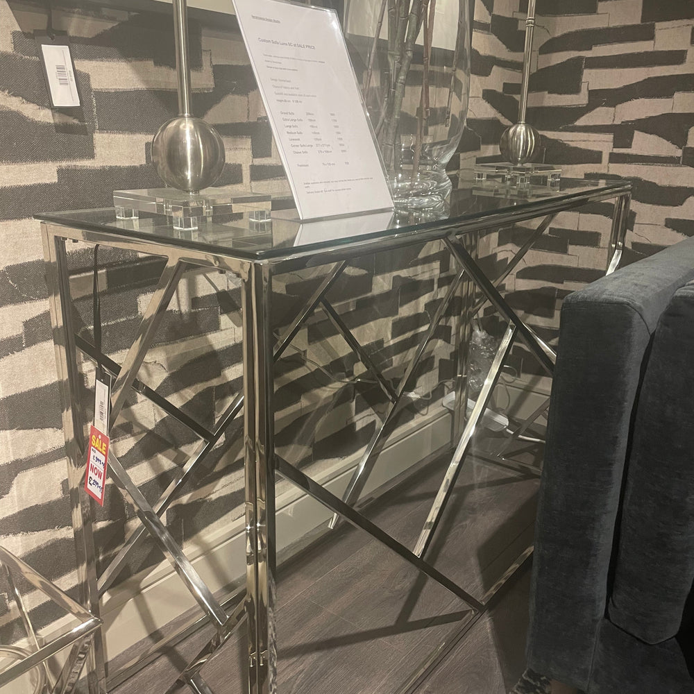 Ariel   console table in silver chrome REDUCED