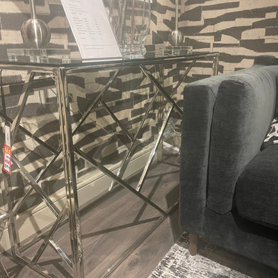 Ariel   console table in silver chrome REDUCED