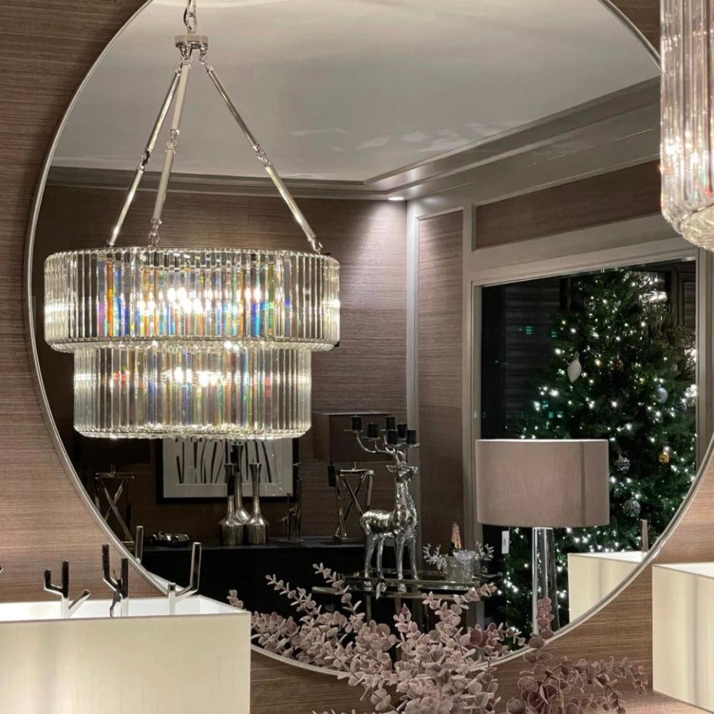 Arlene Round Mirror with slim frame in distressed silver Sold as seen Various sizes-Mirrors-Renaissance Design Studio